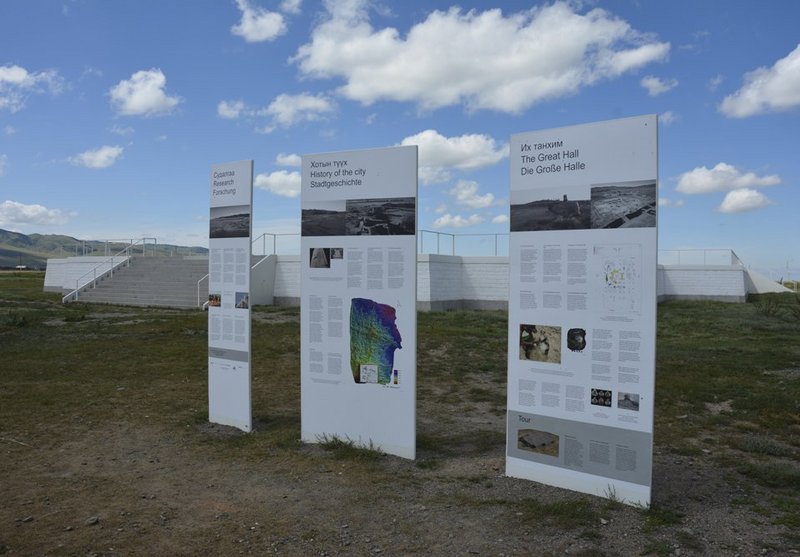 Information boards in front of the Great Hall