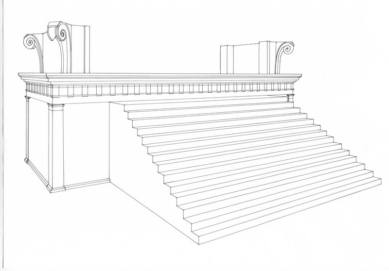 Teanum, hellenistischer Altar, Rekonstruktion Perspektive